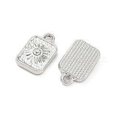 合金ラインストーンペンダント  太陽のチャームが付いた長方形  長持ちメッキ  プラチナ  16.5x10x3mm  穴：1.8mm&nbsp;FIND-D044-08P