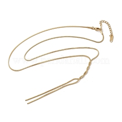 304ステンレススチールフラットスネークチェーンYネックレスレディース  ゴールドカラー  20.24インチ（51.4cm）  1mm&nbsp;NJEW-R011-03G