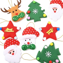 10個5スタイルの布製ペンダント装飾  クリスマスツリーの飾り  ホームパーティーの装飾に  混合図形  125~155x76~92x10.5~16mm  2個/スタイル&nbsp;FIND-FS0003-28