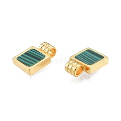 合成マラカイトチャーム  真鍮パーツ  正方形  18KGP本金メッキ  13.5x9x4mm  穴：2.5mm&nbsp;KK-A165-13G