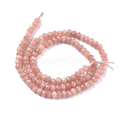 染め天然マレーシアジェイド翡翠ロンデルビーズ連売り  多面カット  ライトコーラル  4x2~3mm  穴：1mm  約110~115個/連  14インチ&nbsp;G-E316-2x4mm-42