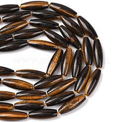 天然石タイガーアイビーズ連売り  ライス  40.5~41.5x14~14.5mm  穴：1.2mm  約9個/連  15.20''~15.55''（38.6~39.5センチメートル）&nbsp;G-L654-G10-01