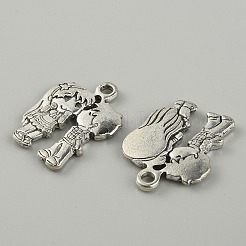 合金のチベット風チャーム  カップル  アンティークシルバー  31x23x3mm  穴：3mm&nbsp;LS-FIND-CJC0017-24C-AS