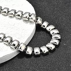 女性用304ステンレススチール長方形リンクチェーンブレスレット  ステンレス鋼色  長さ6-3/4インチ(17cm)+40mmエクステンダー&nbsp;BJEW-R022-01P