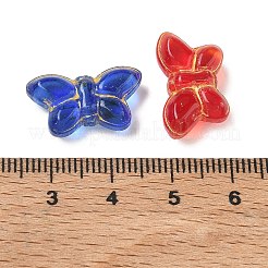 透明ガラスビーズ  ゴールドライン入り  蝶  ミックスカラー  11x19.5x6mm  穴：1.2mm&nbsp;GL-CBA7B2B-14