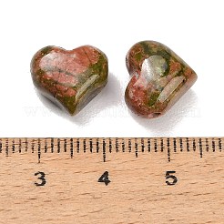 天然石ユナカイトビーズ  ハート  11x12~13x8mm  穴：1.4~1.8mm&nbsp;GG-CBA4A3B-C24-03
