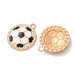 合金エナメルチャーム  サッカーのチャーム  ラインストーン付き  ライトゴールド  20.8x18x3mm  穴：1.8mm&nbsp;RB-CBAA987-09KCG