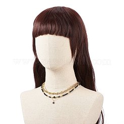 3 個 3 スタイル天然黒曜石 & 合成ヘマタイト ビーズ ネックレス セット  合金エナメル ハート ペンダント ネックレス  女性のための真鍮リンクチェーンジュエリー  ゴールドカラー  15.55~17インチ（39.5~43.2cm）  3個/スタイル&nbsp;NJEW-JN04033
