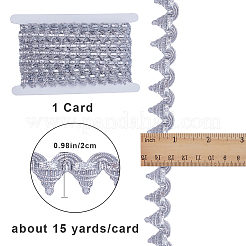 15ヤードのフィリグリーポリエステルレースリボン  波の模様  銀  3/4インチ（20mm）&nbsp;DIY-GF0007-67B
