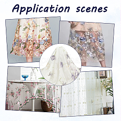 刺繍入りの花のポリエステルチュールレース生地  服飾材料  ライラック  150x0.08cm&nbsp;DIY-WH0449-31A