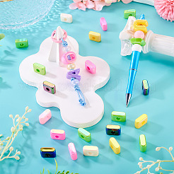 UVメッキ不透明アクリルヨーロピアンビーズ20個  大きな穴の開いた虹色のビーズ  ミックスカラー  文字I  20.5x8.5x13.5mm  穴：6mm&nbsp;OACR-TADJ0001-16I