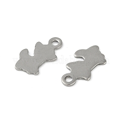 変色しない201ステンレススチールチャーム  犬チャーム  ステンレス鋼色  12x7x1mm  穴：1.4mm&nbsp;STAS-C108-48P