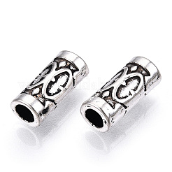チベット風合金ビーズ  カドミウムフリー＆鉛フリー  コラム  アンティークシルバー  13.5x6mm  穴：3.5mm  約4850個/5000g&nbsp;TIBEB-TAC0002-05AS
