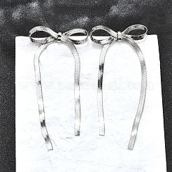 変色しない蝶結びの304ステンレススチール製スタッドピアス（女性用）  ステンレス鋼色  80x38mm&nbsp;EJEW-D104-04P