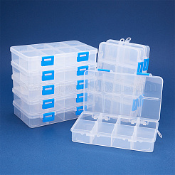 オーガナイザー収納プラスチックボックス  長方形  透明  16.3x10.7x3cm  1つのコンパートメントさ：4.5x3.8cm  8区画/ボックス  8個/セット&nbsp;CON-BC0001-06