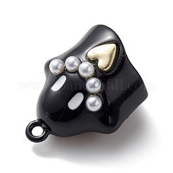 ハロウィンスプレー塗装合金ペンダント  プラスチック真珠  ゴーストチャーム  ブラック  24x20x16mm  穴：2mm&nbsp;PALLOY-R139-02B-02