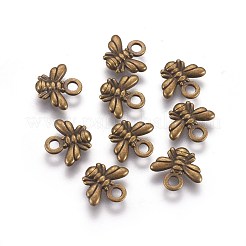 チベット風チャーム  鉛フリーとニッケルフリー  蜂  アンティークブロンズ  10x11x2mm  穴：2mm&nbsp;X-TIBEP-A123292-AB-FF