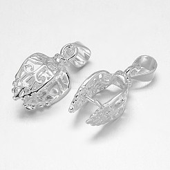 フィリグリー葉ラックメッキ真鍮チャームピンチベイル  銀  20x8x9mm  穴：5x3mm  ピン：1mm&nbsp;X-KK-L102-16S