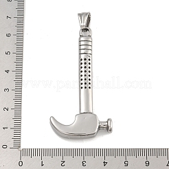 304ステンレススチール製ビッグペンダント  ハンマーチャーム  アンティークシルバー  59.5x30x7mm  穴：9x5mm&nbsp;STAS-D110-02AS