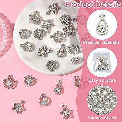 25 個 5 スタイルプラスチック樹脂ラインストーンペンダント  混合図形  14~18x9.5~15x4.5~5mm  穴：1.8~2mm  5個/スタイル&nbsp;FIND-YW0009-87