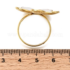 304ステンレススチール製エナメルカフオープンリング  ゴールドカラー  花  usサイズ8 1/2(18.5mm)  花：26x26.5mm&nbsp;SA-CBA369F-04G-02