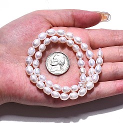 天然養殖淡水パールビーズ連売り  ライス  貝殻色  7~9x5.5~6.5mm  穴：0.7mm  約45~47個/連  13.78インチ〜13.98インチ（35cm〜35.5cm）&nbsp;PEAR-N012-06E-1