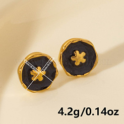 304ステンレススチールフラワースタッドピアス  ゴールドカラー  13x12mm&nbsp;LS-IK8478-3