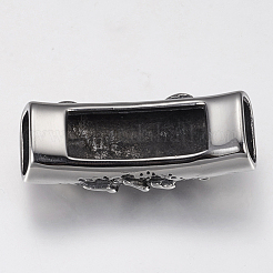 304ステンレススチールスライドチャーム  サソリの長方形  アンティークシルバー  18x42x13mm  穴：6x12mm&nbsp;STAS-F144-005AS
