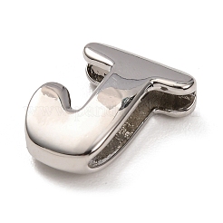 真鍮ビーズ  長持ちメッキ  ラックめっき  鉛フリー＆カドミウムフリー  プラチナ  文字J  21x16x7mm  穴：18x4mm&nbsp;KK-B167-27P-02J