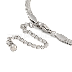 女性用蝶結び 304 ステンレススチール スネークチェーン ブレスレット  ステンレス鋼色  6-1/2インチ（16.5cm）&nbsp;BJEW-G721-01P