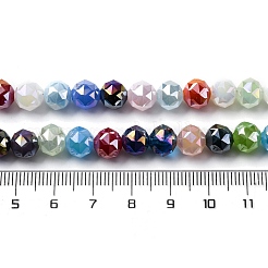 電気メッキオペークガラスビーズ連売り  ラウンド  多面カット  カラフル  8x7mm  穴：1.5mm  約69個/連  20.08''（51センチメートル）&nbsp;GLAA-Q009-03A