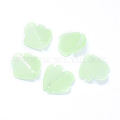 模造ヒスイガラスのチャーム  魚の形をした花びら  薄緑  16x14.5x2.5mm  穴：1mm&nbsp;GLAA-H016-03C-2