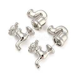合金フロントバックスタッドピアス  蛇口の形状  プラチナ  15x28x7mm&nbsp;EJEW-B031-01P