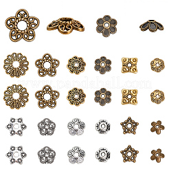 360 個 12 スタイル チベット スタイル合金ビーズ キャップ  花  ミックスカラー  6~11.5x6~11x2~3mm  穴：1~2mm  30個/スタイル&nbsp;TIBE-SC0002-31