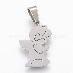 変色しにくい304ステンレススチールペンダント  祈る天使  ステンレス鋼色  20x13.5x2.1mm  穴：4x7mm&nbsp;X-STAS-F165-39P