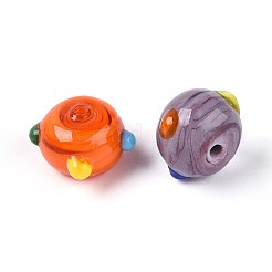 手作りのランプワークの凹凸のあるビーズ  ドーナツ  ミックスカラー  11~15.5x8.5~9.5mm  穴：1~1.8mm&nbsp;LAMP-ZX003-07