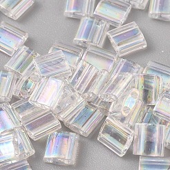 MIYUKIティラビーズ  日本製シードビーズ  2穴  （tl250)クリスタルab  5x5x1.9mm  穴：0.8mm  約118個/10g&nbsp;X-SEED-J020-TL250