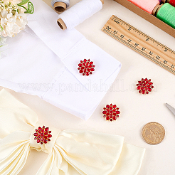 真鍮マイクロパヴェキュービックジルコニアボタン4個  花  レッド  21x22x8mm  穴：1.5mm&nbsp;DIY-FG0007-82D