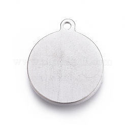 変色しない304ステンレススチールペンダント  マヤ模様のフラットラウンドい  ステンレス鋼色  24x20x3mm  穴：2mm&nbsp;STAS-I117-09P