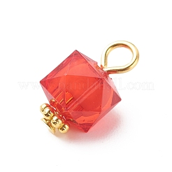 透明なアクリルパーツ  二層ビーズ  鉄のパーツと  正方形の模様  13.5x7.5x7.5mm  穴：2.5mm&nbsp;PALLOY-JF01834-05