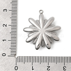 304ステンレスペンダント  花のチャーム  変色しない  ステンレス鋼色  27x24x6mm  穴：1.8mm&nbsp;STAS-G378-02P