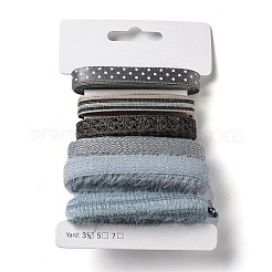 18 ヤード 6 スタイルのポリエステル リボン  DIY手作りクラフト用  髪のちょう結びとギフトの装飾  青色のカラーパレット  ライトスチールブルー  3/8~1/2インチ（10~12mm）  約3ヤード/スタイル&nbsp;SRIB-C001-F05