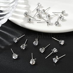 シェグレース 真鍮製 クリアキュービックジルコニア フラットラウンドスタッドピアス金具  カドミウムフリー＆ニッケルフリー＆鉛フリー  カン付き  プラチナメッキ  8x6mm  穴：1mm&nbsp;XGR0102P-117P