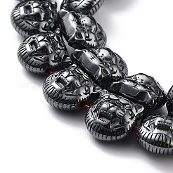 合成磁気無しヘマタイトビーズ連売り  虎ヘッド  12x11.5x7.5mm  穴：1.2mm  約35個/連  15.75インチ（40cm）&nbsp;G-H303-B08