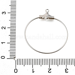 ラックメッキ真鍮リングフープピアス  プラチナ  21ゲージ  30x25~26mm  穴：1mm  ピン：0.7mm&nbsp;KK-L125-01P