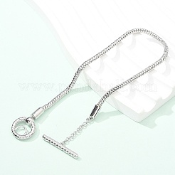 真鍮製スネークチェーンブレスレット（男性・女性用）  ステンレス鋼色  19.5x0.28cm&nbsp;BJEW-G736-05P