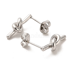 変色しない304ステンレススチールスタッドピアス  結び目  ステンレス鋼色  16x5.5mm&nbsp;EJEW-D101-04P