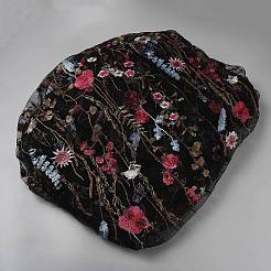 花柄のポリエステルレース生地  服装アクセサリー  ブラック  1500x0.1mm&nbsp;DIY-WH0750-147