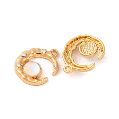 合金クリスタルラインストーンペンダント  ムーンチャーム  透明  17x16x4mm  穴：1.6mm&nbsp;ALRI-M021-08D