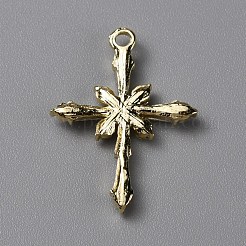 ブラスクリアキュービックジルコニアチャーム  宗教クロスチャーム  18KGP本金メッキ  25x18x3mm  穴：1.6mm&nbsp;FIND-WH0129-45LG